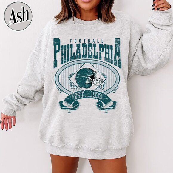 Philadelphia Football Vintage Style Crewneck Sweatshirt 17 - Picture 1 of 5